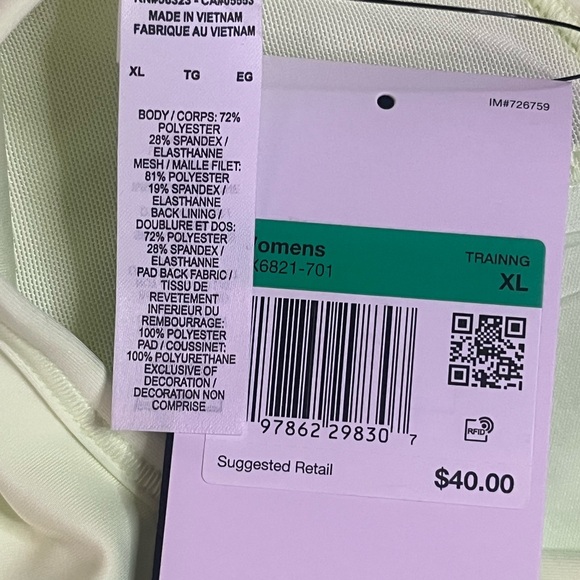 Nike Swoosh Medium Support Padded Racerback Womens XL Sports Bra Barely Volt - Picture 6 of 8